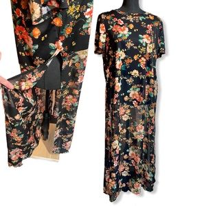 Sweet Rain womens dress young hippie short sleeve NWT sheer overlay long XL